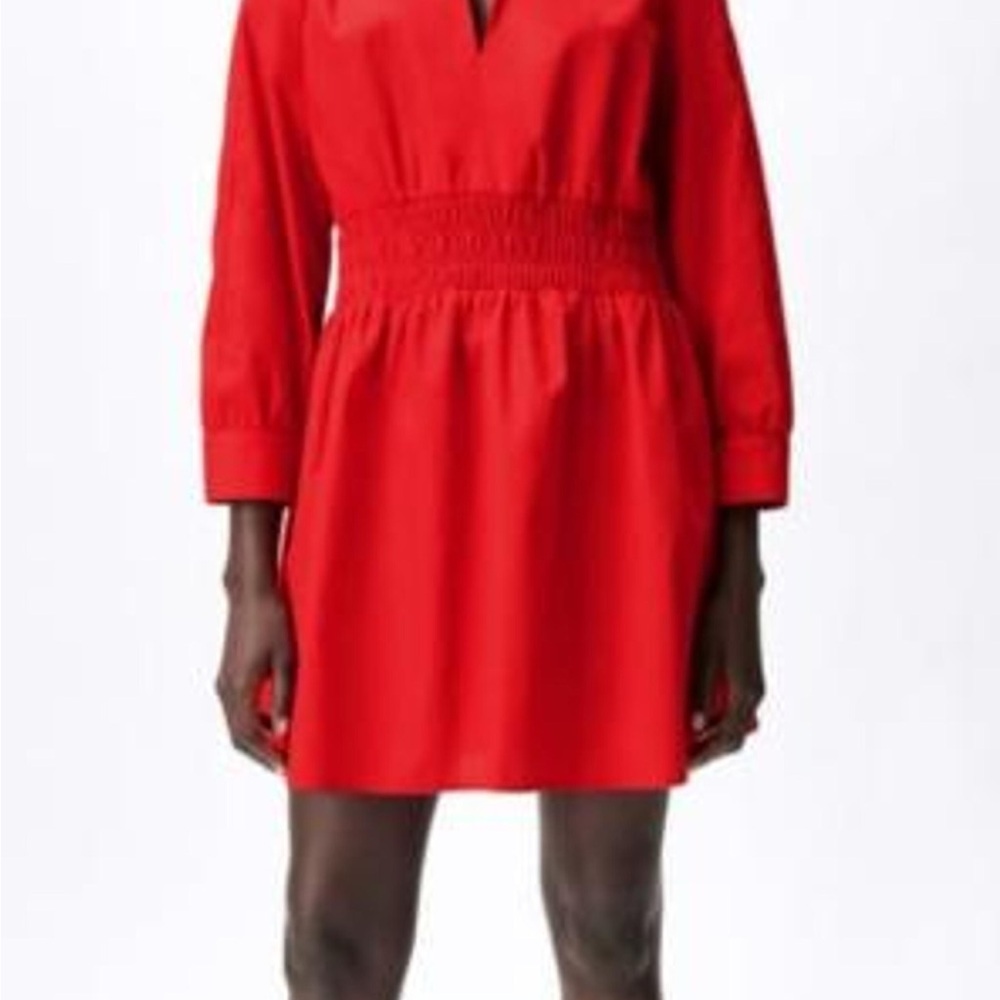 NWT Zara Red Smocked-Waist Mini Dress size M